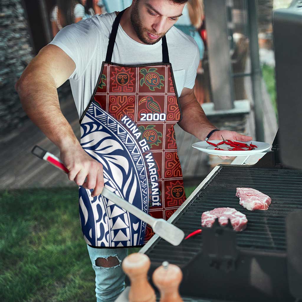 Indigenous Regions of Panama Guna de Wargandí Apron with Tribal Pattern and Blue White Nature and People - Wonder Print Shop