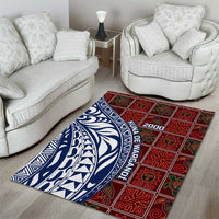Indigenous Regions of Panama Guna de Wargandí Area Rug with Tribal Pattern and Blue White Nature and People - Wonder Print Shop