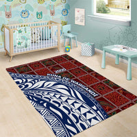 Indigenous Regions of Panama Guna de Wargandí Area Rug with Tribal Pattern and Blue White Nature and People - Wonder Print Shop