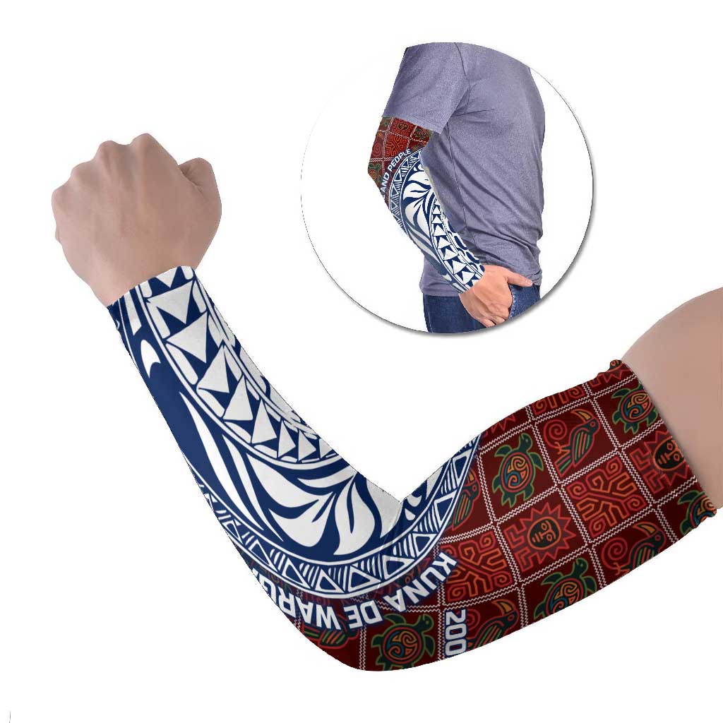 Indigenous Regions of Panama Guna de Wargandí Arm Sleeves with Tribal Pattern and Blue White Nature and People - Wonder Print Shop