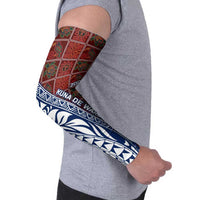 Indigenous Regions of Panama Guna de Wargandí Arm Sleeves with Tribal Pattern and Blue White Nature and People - Wonder Print Shop