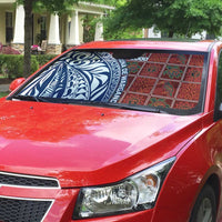 Indigenous Regions of Panama Guna de Wargandí Auto Sun Shade with Tribal Pattern and Blue White Nature and People - Wonder Print Shop