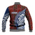 Indigenous Regions of Panama Guna de Wargandí Baseball Jacket with Tribal Pattern and Blue White Nature and People - Wonder Print Shop
