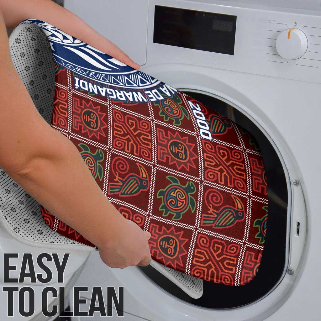 Indigenous Regions of Panama Guna de Wargandí Bathroom Set with Tribal Pattern and Blue White Nature and People - Wonder Print Shop