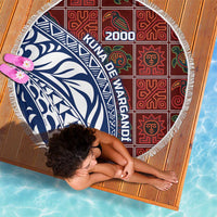 Indigenous Regions of Panama Guna de Wargandí Beach Blanket with Tribal Pattern and Blue White Nature and People - Wonder Print Shop