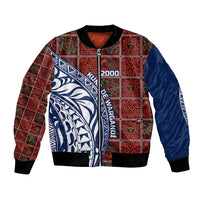 Indigenous Regions of Panama Guna de Wargandí Bomber Jacket with Tribal Pattern and Blue White Nature and People - Wonder Print Shop