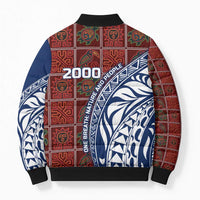 Indigenous Regions of Panama Guna de Wargandí Bomber Puffer Jacket with Tribal Pattern and Blue White Nature and People - Wonder Print Shop