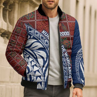Indigenous Regions of Panama Guna de Wargandí Bomber Puffer Jacket with Tribal Pattern and Blue White Nature and People - Wonder Print Shop