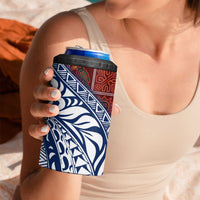 Indigenous Regions of Panama Guna de Wargandí 4 in 1 Can Cooler Tumbler with Tribal Pattern and Blue White Nature and People - Wonder Print Shop