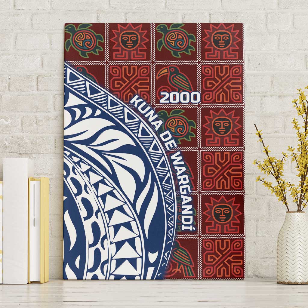 Indigenous Regions of Panama Guna de Wargandí Canvas Wall Art with Tribal Pattern and Blue White Nature and People - Wonder Print Shop