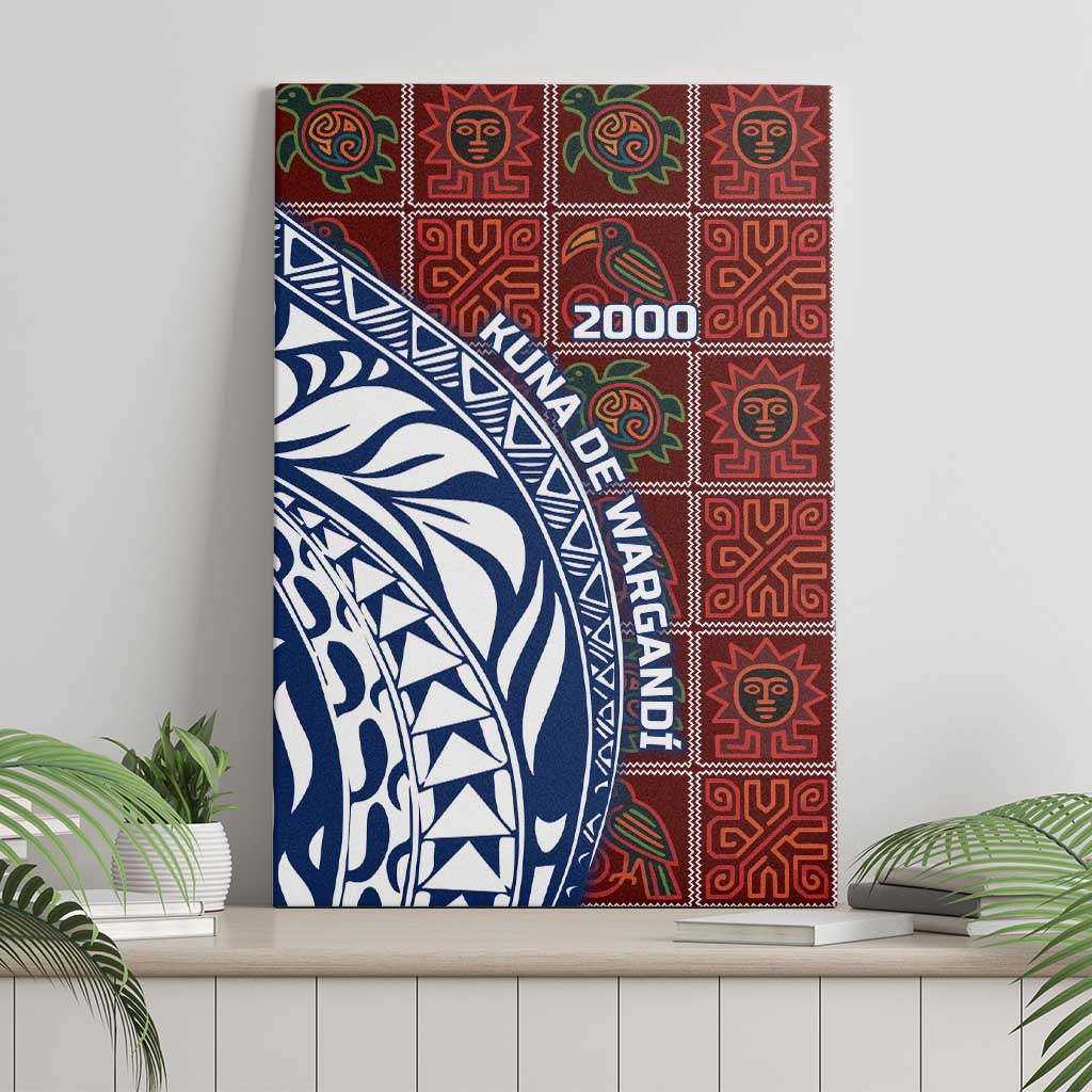 Indigenous Regions of Panama Guna de Wargandí Canvas Wall Art with Tribal Pattern and Blue White Nature and People - Wonder Print Shop