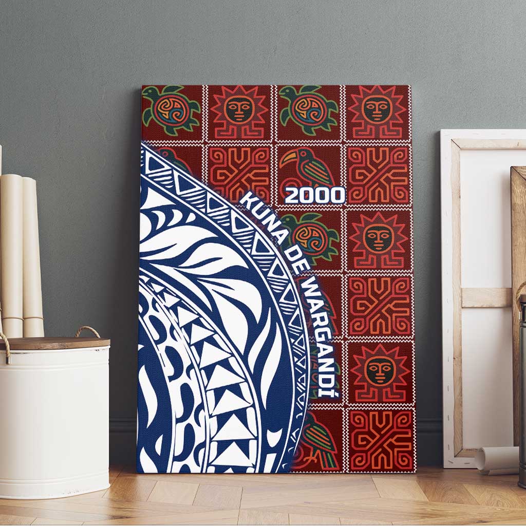 Indigenous Regions of Panama Guna de Wargandí Canvas Wall Art with Tribal Pattern and Blue White Nature and People - Wonder Print Shop