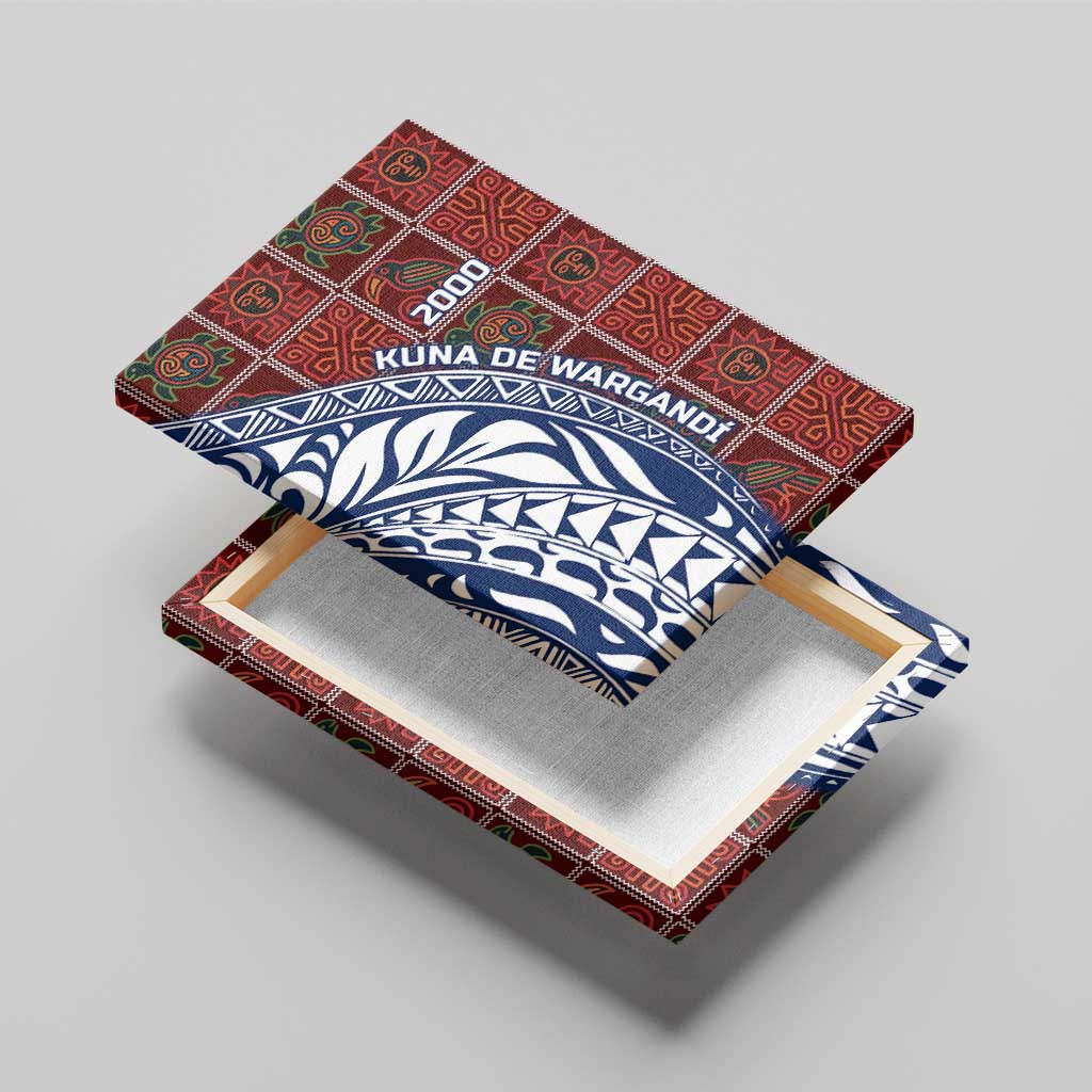 Indigenous Regions of Panama Guna de Wargandí Canvas Wall Art with Tribal Pattern and Blue White Nature and People - Wonder Print Shop