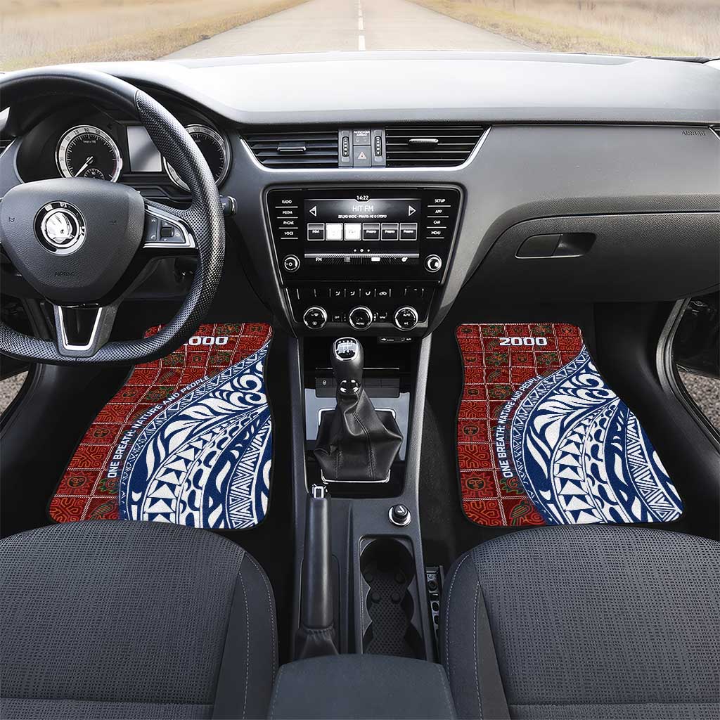 Indigenous Regions of Panama Guna de Wargandí Car Mats with Tribal Pattern and Blue White Nature and People - Wonder Print Shop