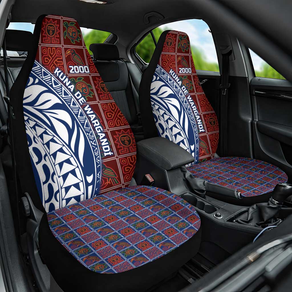 Indigenous Regions of Panama Guna de Wargandí Car Seat Cover with Tribal Pattern and Blue White Nature and People - Wonder Print Shop