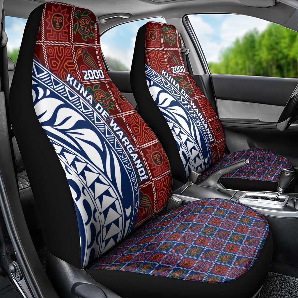 Indigenous Regions of Panama Guna de Wargandí Car Seat Cover with Tribal Pattern and Blue White Nature and People - Wonder Print Shop
