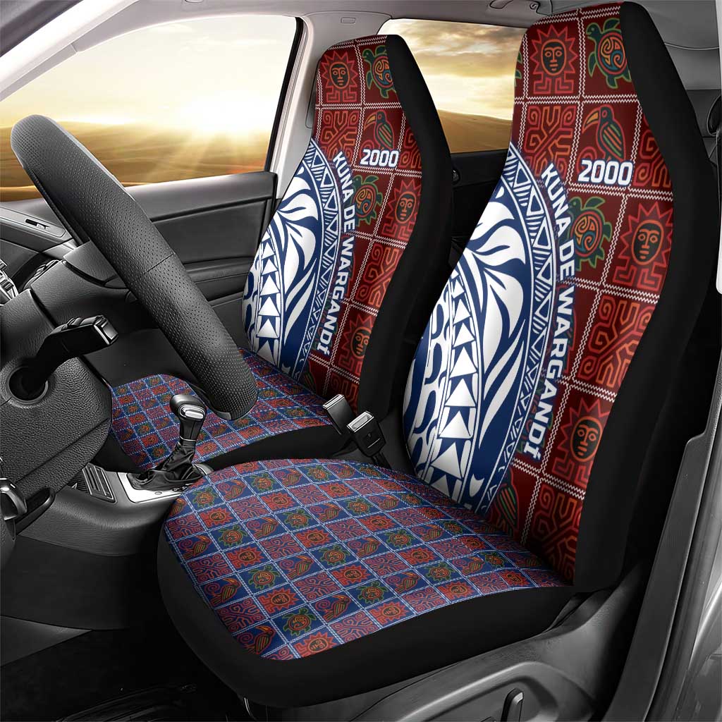 Indigenous Regions of Panama Guna de Wargandí Car Seat Cover with Tribal Pattern and Blue White Nature and People - Wonder Print Shop
