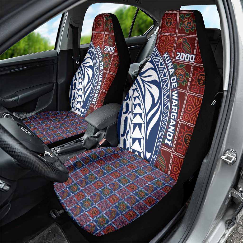 Indigenous Regions of Panama Guna de Wargandí Car Seat Cover with Tribal Pattern and Blue White Nature and People - Wonder Print Shop