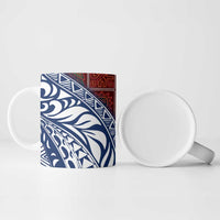 Indigenous Regions of Panama Guna de Wargandí Ceramic Mug with Tribal Pattern and Blue White Nature and People - Wonder Print Shop