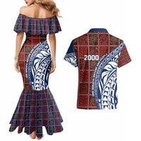 Indigenous Regions of Panama Guna de Wargandí Couples Matching Mermaid Dress and Hawaiian Shirt with Tribal Pattern and Blue White Nature and People - Wonder Print Shop
