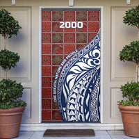 Indigenous Regions of Panama Guna de Wargandí Door Cover with Tribal Pattern and Blue White Nature and People - Wonder Print Shop