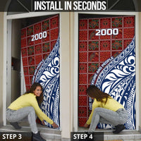 Indigenous Regions of Panama Guna de Wargandí Door Cover with Tribal Pattern and Blue White Nature and People - Wonder Print Shop