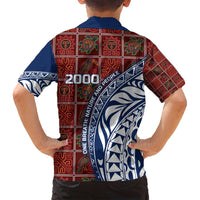 Indigenous Regions of Panama Guna de Wargandí Family Matching Long Sleeve Bodycon Dress and Hawaiian Shirt with Tribal Pattern and Blue White Nature and People - Wonder Print Shop