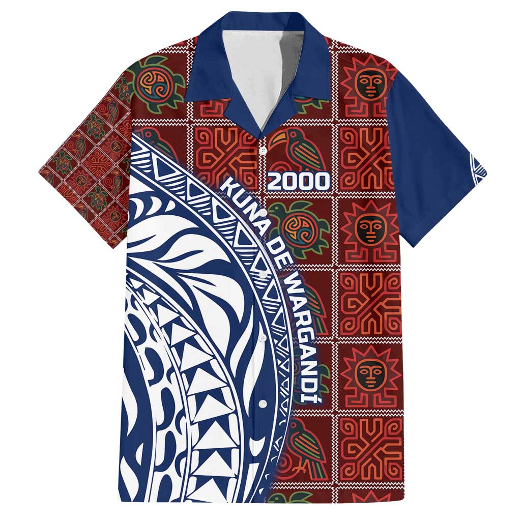 Indigenous Regions of Panama Guna de Wargandí Family Matching Long Sleeve Bodycon Dress and Hawaiian Shirt with Tribal Pattern and Blue White Nature and People - Wonder Print Shop