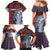 Indigenous Regions of Panama Guna de Wargandí Family Matching Mermaid Dress and Hawaiian Shirt with Tribal Pattern and Blue White Nature and People - Wonder Print Shop