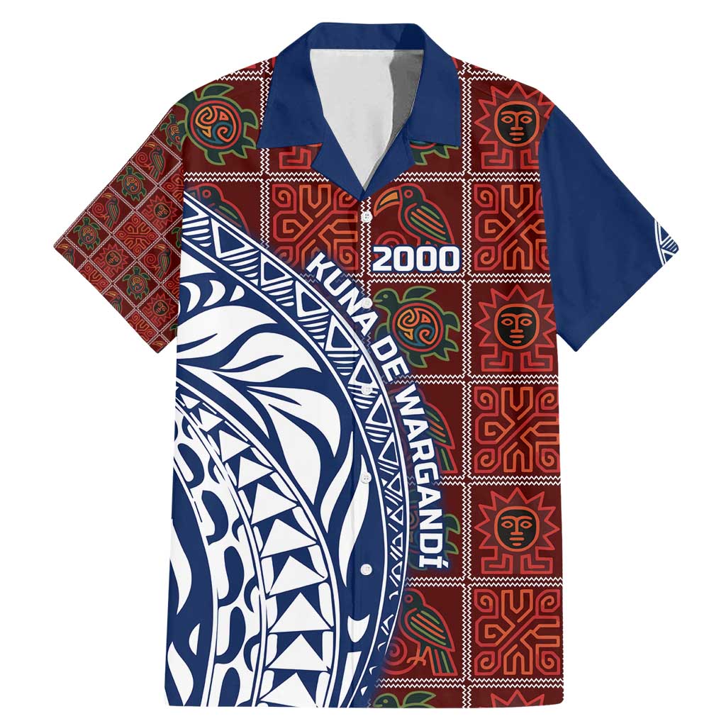 Indigenous Regions of Panama Guna de Wargandí Family Matching Mermaid Dress and Hawaiian Shirt with Tribal Pattern and Blue White Nature and People - Wonder Print Shop