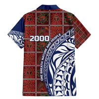 Indigenous Regions of Panama Guna de Wargandí Family Matching Mermaid Dress and Hawaiian Shirt with Tribal Pattern and Blue White Nature and People - Wonder Print Shop