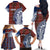 Indigenous Regions of Panama Guna de Wargandí Family Matching Off The Shoulder Long Sleeve Dress and Hawaiian Shirt with Tribal Pattern and Blue White Nature and People - Wonder Print Shop
