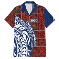 Indigenous Regions of Panama Guna de Wargandí Family Matching Off The Shoulder Long Sleeve Dress and Hawaiian Shirt with Tribal Pattern and Blue White Nature and People - Wonder Print Shop