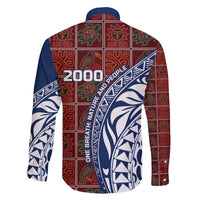 Indigenous Regions of Panama Guna de Wargandí Family Matching Off The Shoulder Long Sleeve Dress and Hawaiian Shirt with Tribal Pattern and Blue White Nature and People - Wonder Print Shop