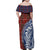 Indigenous Regions of Panama Guna de Wargandí Family Matching Off Shoulder Maxi Dress and Hawaiian Shirt with Tribal Pattern and Blue White Nature and People - Wonder Print Shop