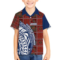 Indigenous Regions of Panama Guna de Wargandí Family Matching Off Shoulder Maxi Dress and Hawaiian Shirt with Tribal Pattern and Blue White Nature and People - Wonder Print Shop