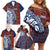 Indigenous Regions of Panama Guna de Wargandí Family Matching Off Shoulder Short Dress and Hawaiian Shirt with Tribal Pattern and Blue White Nature and People - Wonder Print Shop