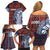Indigenous Regions of Panama Guna de Wargandí Family Matching Off Shoulder Short Dress and Hawaiian Shirt with Tribal Pattern and Blue White Nature and People - Wonder Print Shop