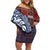Indigenous Regions of Panama Guna de Wargandí Family Matching Off Shoulder Short Dress and Hawaiian Shirt with Tribal Pattern and Blue White Nature and People - Wonder Print Shop