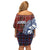 Indigenous Regions of Panama Guna de Wargandí Family Matching Off Shoulder Short Dress and Hawaiian Shirt with Tribal Pattern and Blue White Nature and People - Wonder Print Shop