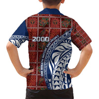 Indigenous Regions of Panama Guna de Wargandí Family Matching Short Sleeve Bodycon Dress and Hawaiian Shirt with Tribal Pattern and Blue White Nature and People - Wonder Print Shop