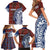 Indigenous Regions of Panama Guna de Wargandí Family Matching Short Sleeve Bodycon Dress and Hawaiian Shirt with Tribal Pattern and Blue White Nature and People - Wonder Print Shop