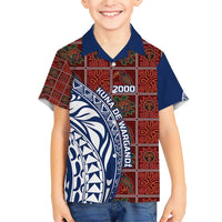 Indigenous Regions of Panama Guna de Wargandí Family Matching Short Sleeve Bodycon Dress and Hawaiian Shirt with Tribal Pattern and Blue White Nature and People - Wonder Print Shop