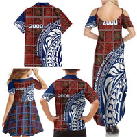 Indigenous Regions of Panama Guna de Wargandí Family Matching Summer Maxi Dress and Hawaiian Shirt with Tribal Pattern and Blue White Nature and People - Wonder Print Shop