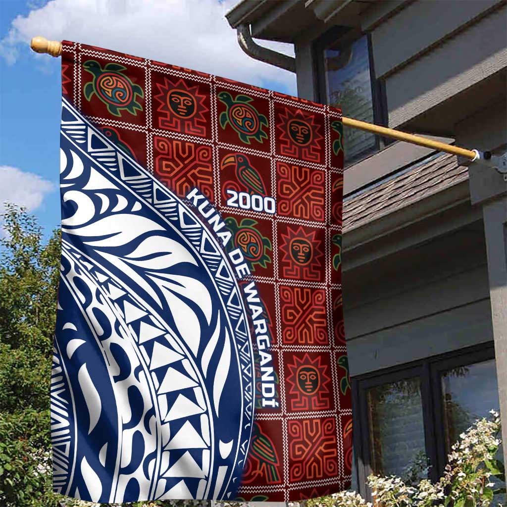 Indigenous Regions of Panama Guna de Wargandí Garden Flag with Tribal Pattern and Blue White Nature and People - Wonder Print Shop