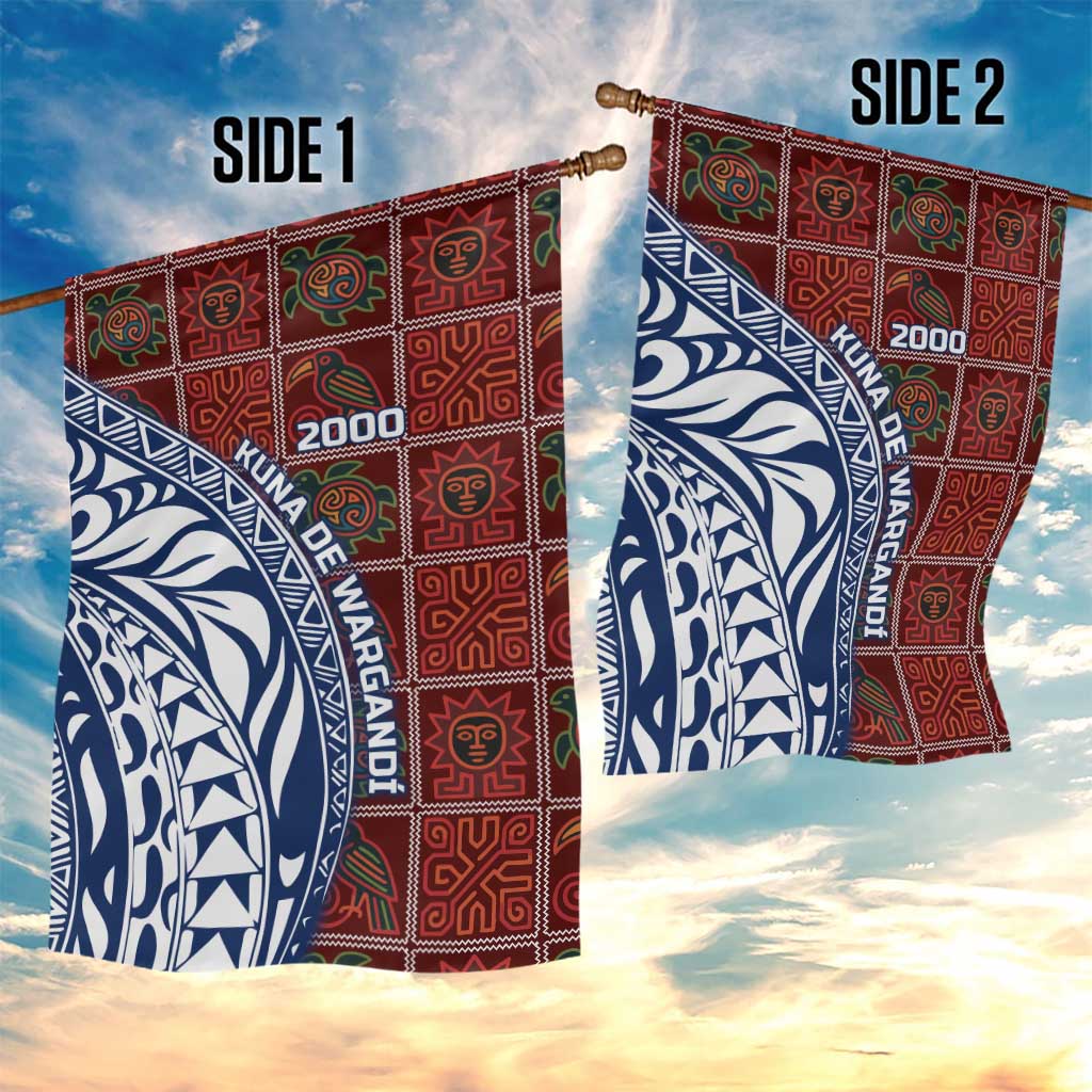 Indigenous Regions of Panama Guna de Wargandí Garden Flag with Tribal Pattern and Blue White Nature and People - Wonder Print Shop