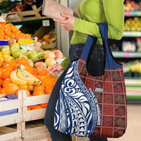 Indigenous Regions of Panama Guna de Wargandí Grocery Bag with Tribal Pattern and Blue White Nature and People - Wonder Print Shop