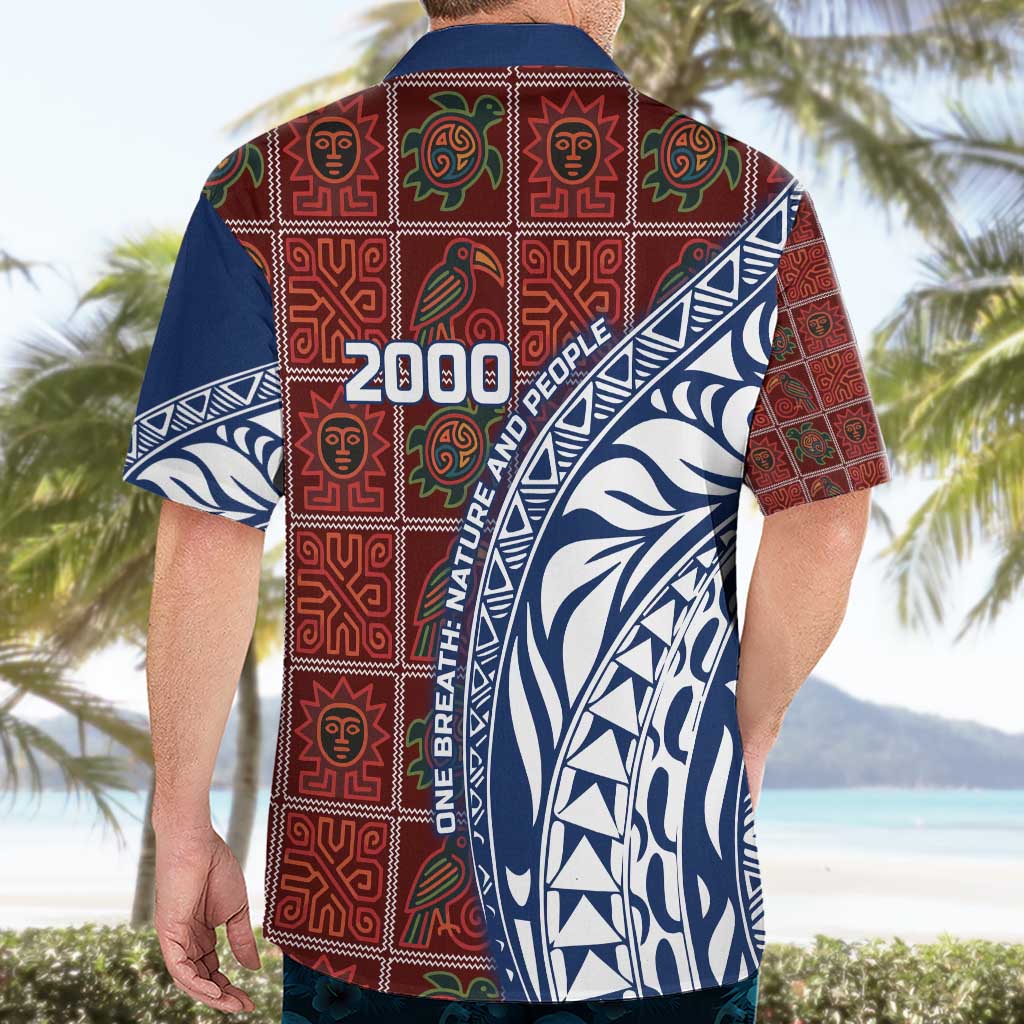 Indigenous Regions of Panama Guna de Wargandí Hawaiian Shirt with Tribal Pattern and Blue White Nature and People - Wonder Print Shop