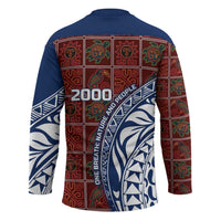 Indigenous Regions of Panama Guna de Wargandí Hockey Jersey with Tribal Pattern and Blue White Nature and People - Wonder Print Shop