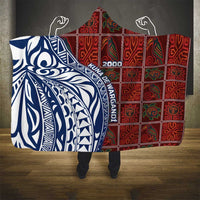 Indigenous Regions of Panama Guna de Wargandí Hooded Blanket with Tribal Pattern and Blue White Nature and People - Wonder Print Shop